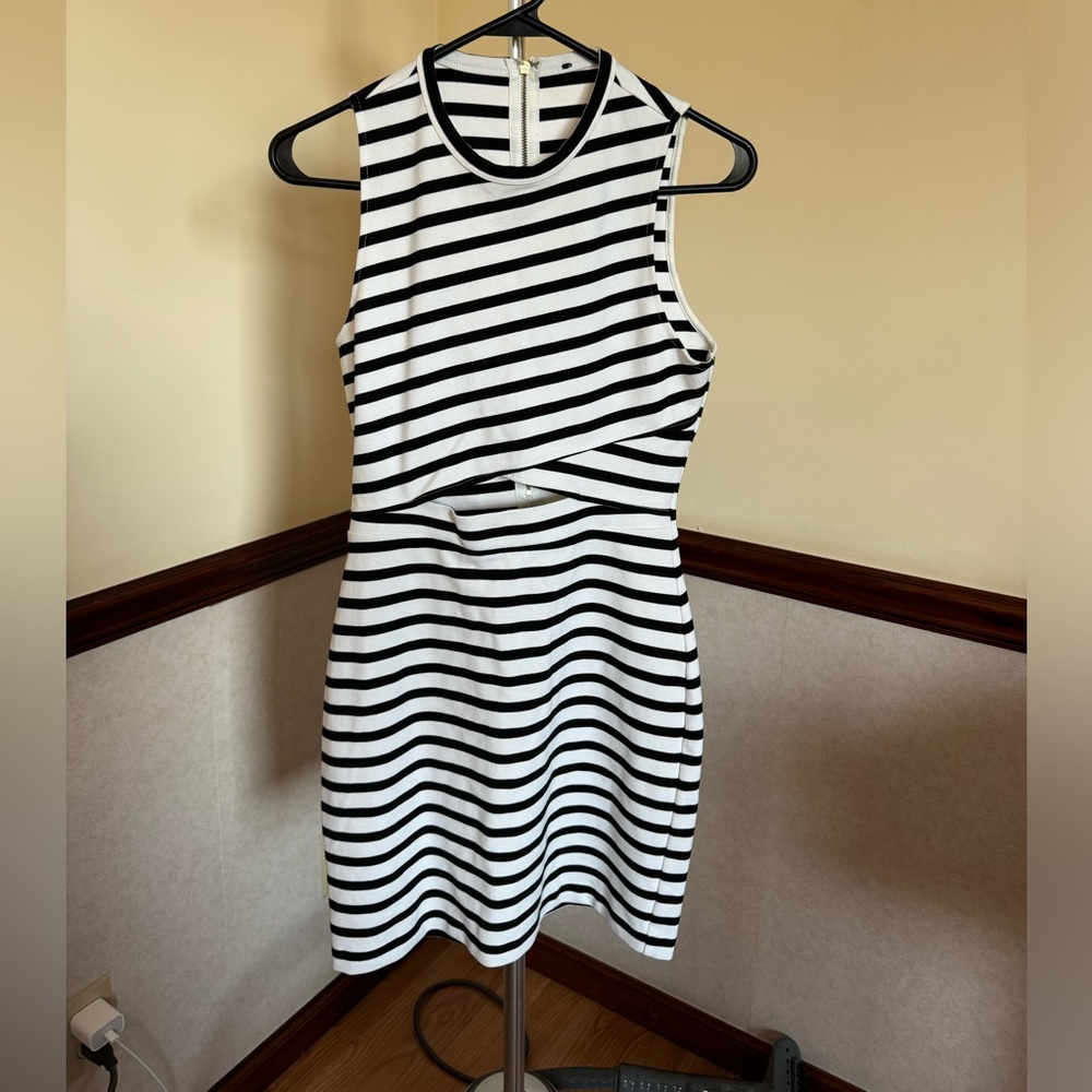 Black and White Striped Cocktail Dress
